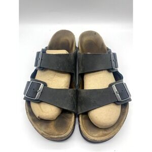 Birkenstock Arizona Unisex Slide M10-10.5/W12-12.5 Black Leather Slip On Sandals
